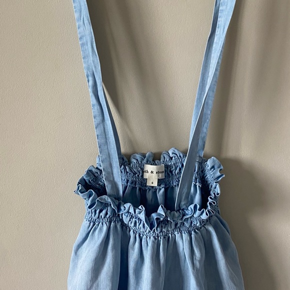 Light Denim Overall-Style High-Waisted Mini Skirt - Picture 2 of 4